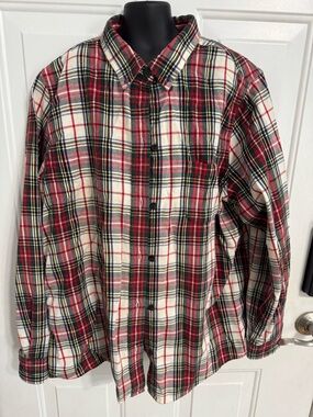 L.L. Bean Red & Cream Plaid Button-Down Shirt